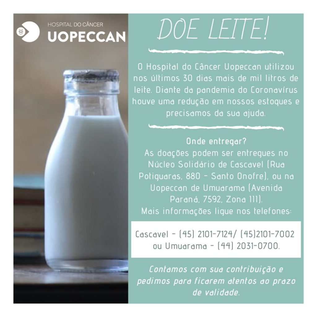 Você pode ajudar? Hospital Uopeccan precisa de doações de leite