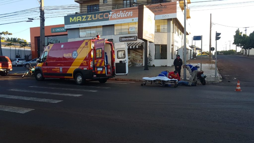 Após acidente com caminhão, motociclista fica ferido no Bairro São Cristóvão