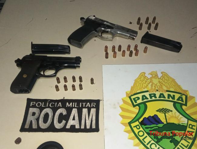 Foz do Iguaçu: Rocam prende três pessoas, apreende pistolas, munições e veículo blindado Imagem referente a Foz do Iguaçu: Rocam prende três pessoas, apreende pistolas, munições e veículo blindado