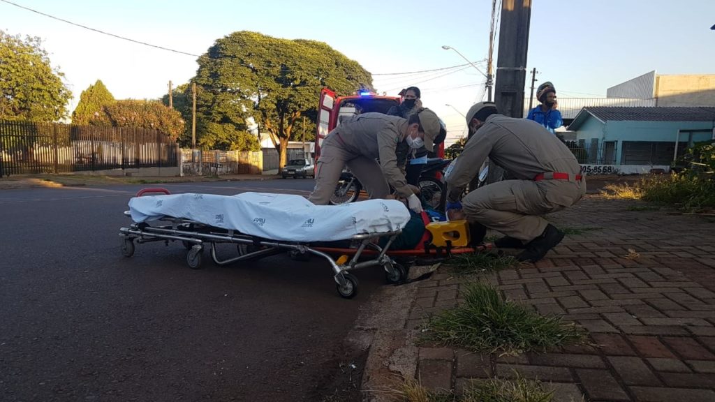 Ciclista fica ferido em colisão contra moto no Bairro Alto Alegre