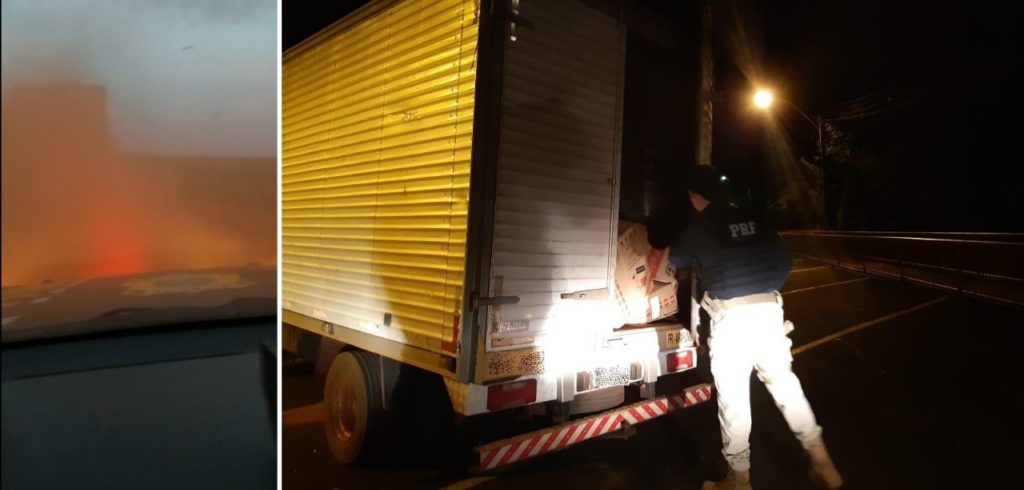 PRF apreende 125 mil carteiras de cigarro em caminhão com lançador de fumaça no Paraná; assista PRF apreende 125 mil carteiras de cigarro em caminhão com lançador de fumaça no Paraná; assista