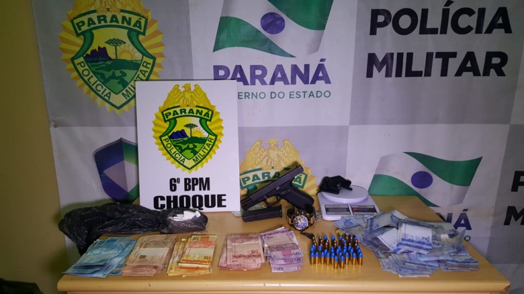 Choque detém homem com pistola Glock, 47 munições, cocaína e mais de R$ 7 mil em dinheiro no Novo Milênio