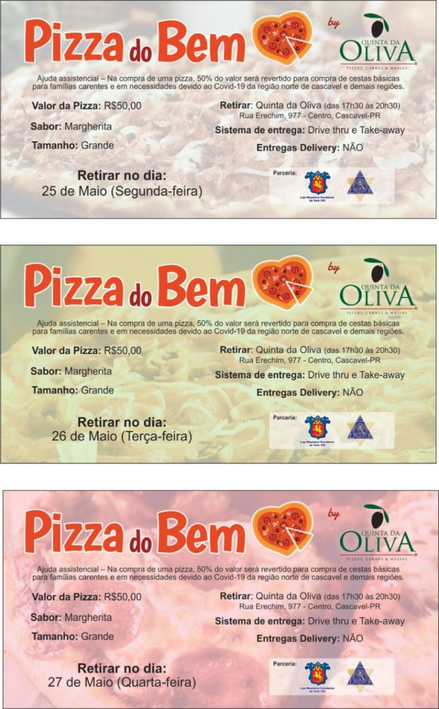 Pizza do Bem: ação solidária vai ajudar 158 famílias em Cascavel