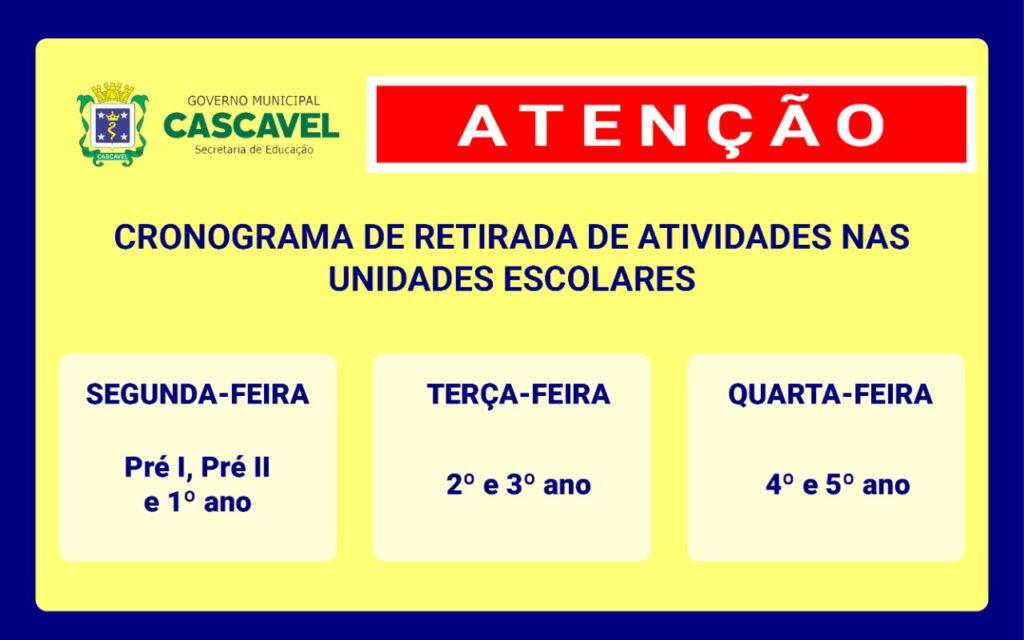 Atenção pais! Atividades remotas da Educação infantil começam a ser entregues hoje