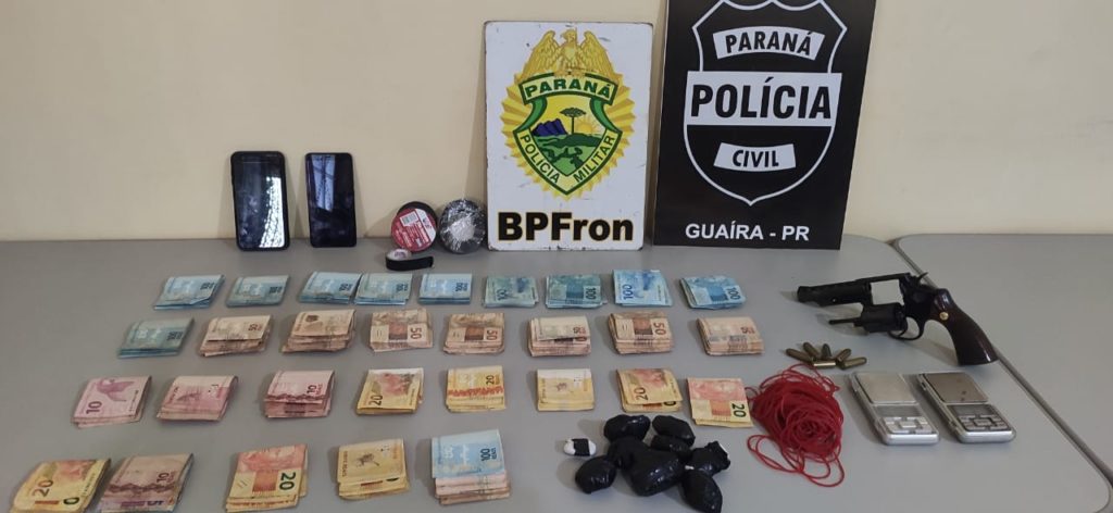 BPFron e Polícia Civil apreendem drogas, revólver e grande quantia em dinheiro em Guaíra