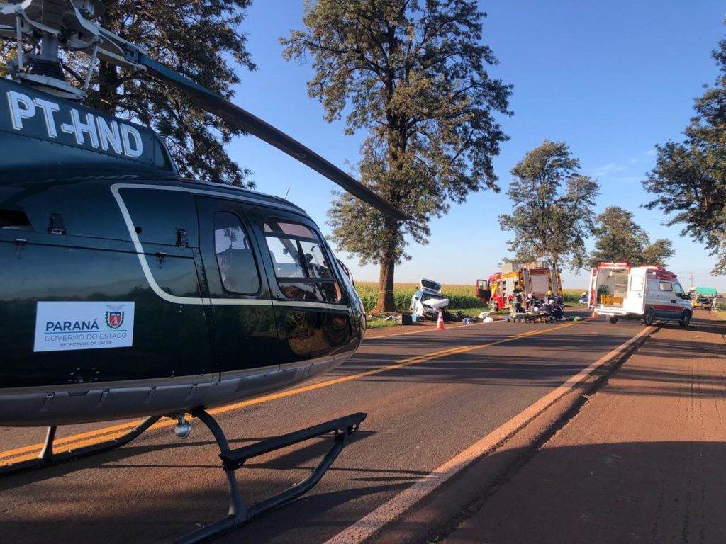 Aeromédico dá apoio à acidente na PR-182, entre Maripá e Palotina
