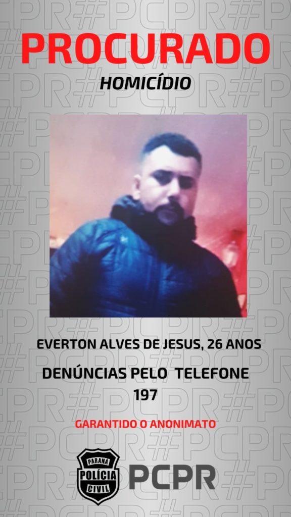 Polícia Civil divulga foto de foragido suspeito de homicídio em Piraquara