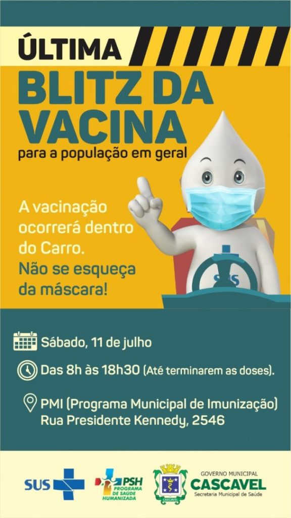 Cascavel terá a última blitz da vacina no sábado