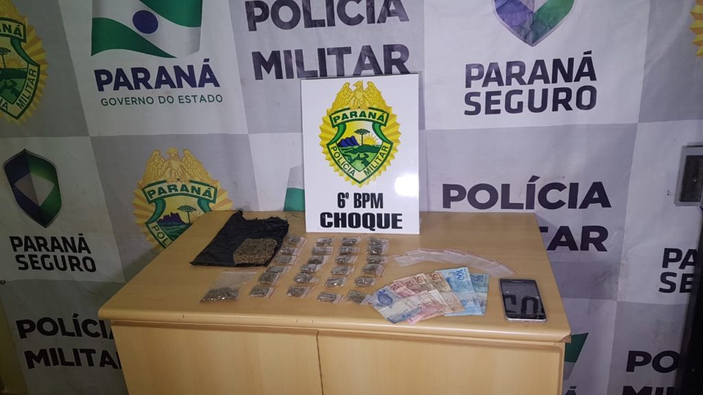 Pelotão de Choque prende rapaz por tráfico de drogas no Bairro Melissa