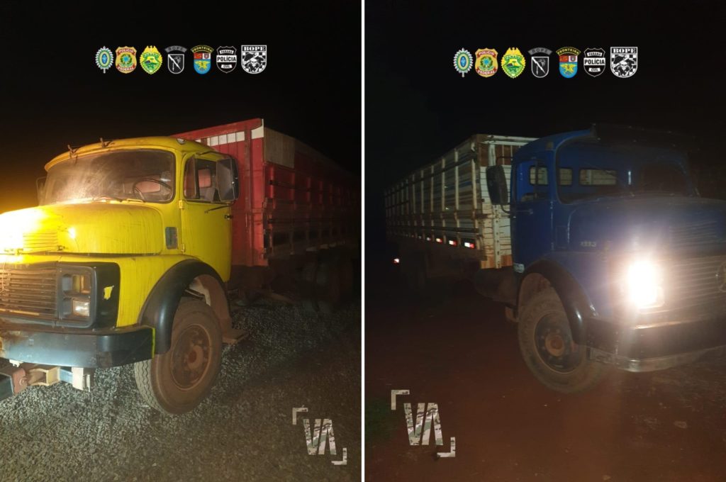 Dois caminhões ‘preparados’ para o transporte de ilícitos são apreendidos em Guaíra