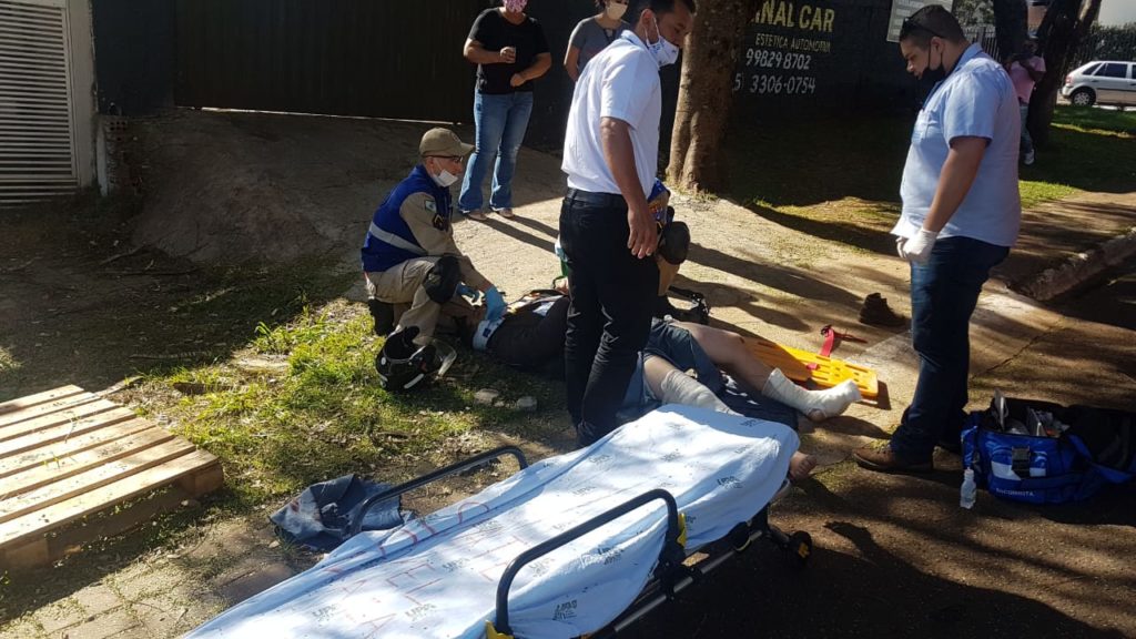Motociclista fica gravemente ferido em acidente no Jd. Nova York