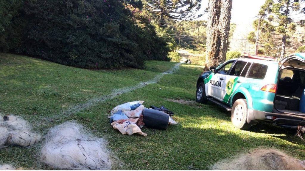 Força Verde da Polícia Militar apreende mais de 2,7 mil metros de rede e uma capivara de 70 quilos