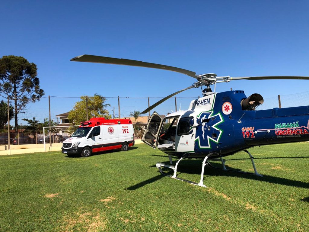 Paciente de Nova Aurora é transferido de helicóptero a Cascavel