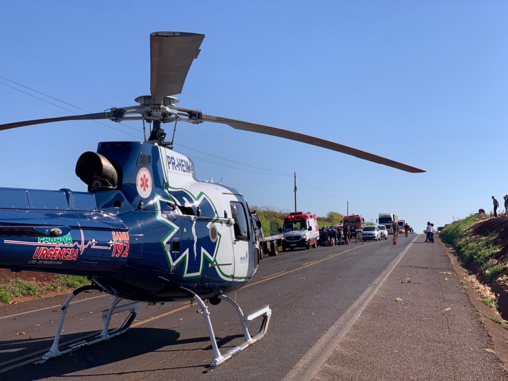 Vítima de acidente é socorrida de helicóptero em rodovia que liga Toledo à Assis Chateaubriand