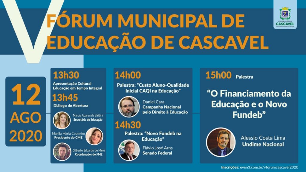 Fórum Municipal de Educação terá transmissão ao vivo em Cascavel
