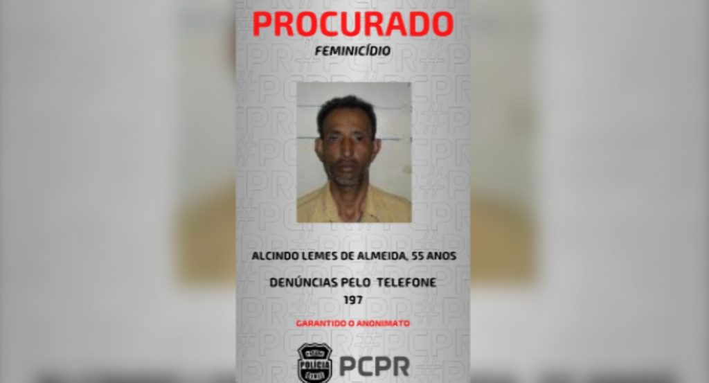 Polícia Civil divulga imagem de suspeito de matar Jaine de Lima Damásio, em Cascavel