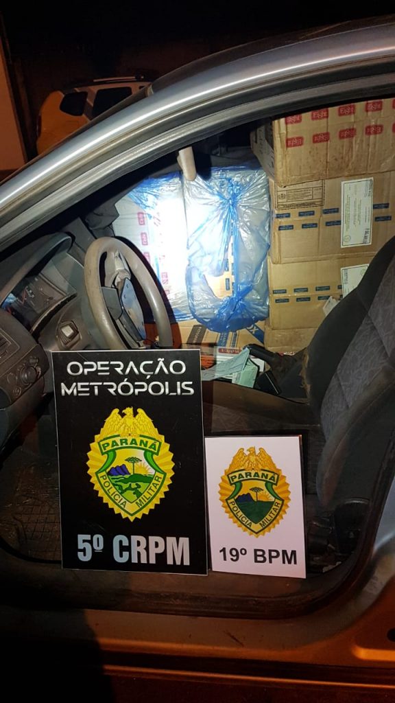 Cigarros são apreendidos dentro de veículo em Guaíra