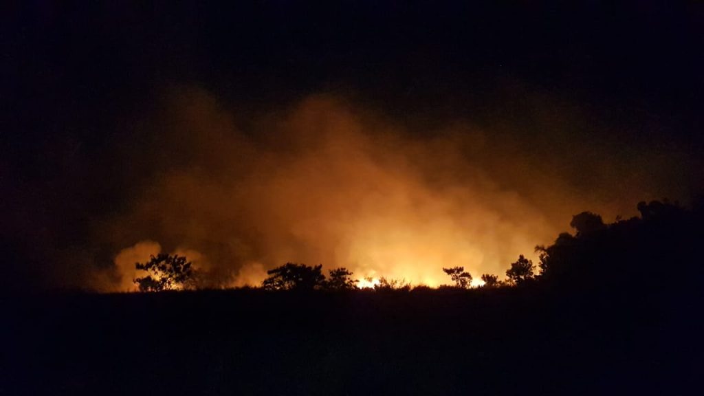 Incêndio atinge extensa área de vegetação às margens da PR-180