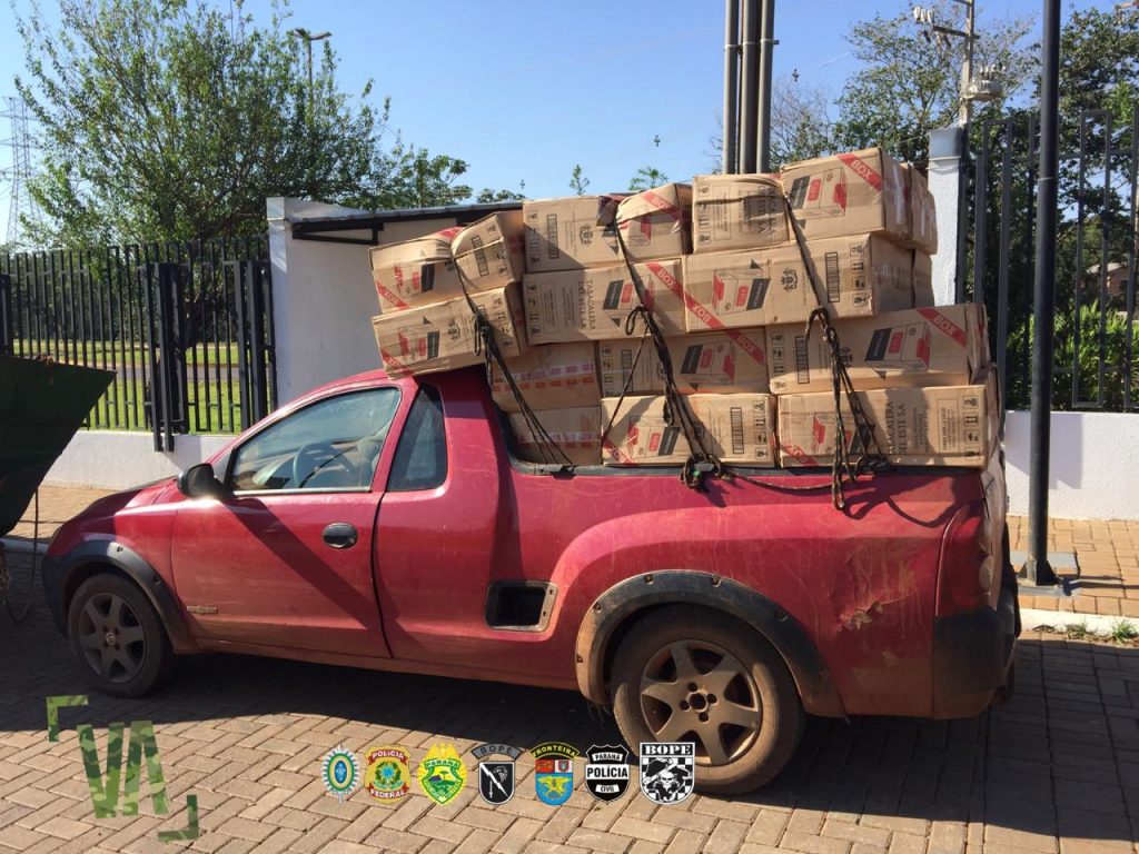 Montana carregada com cigarros contrabandeados é apreendida pela PF e BPFron