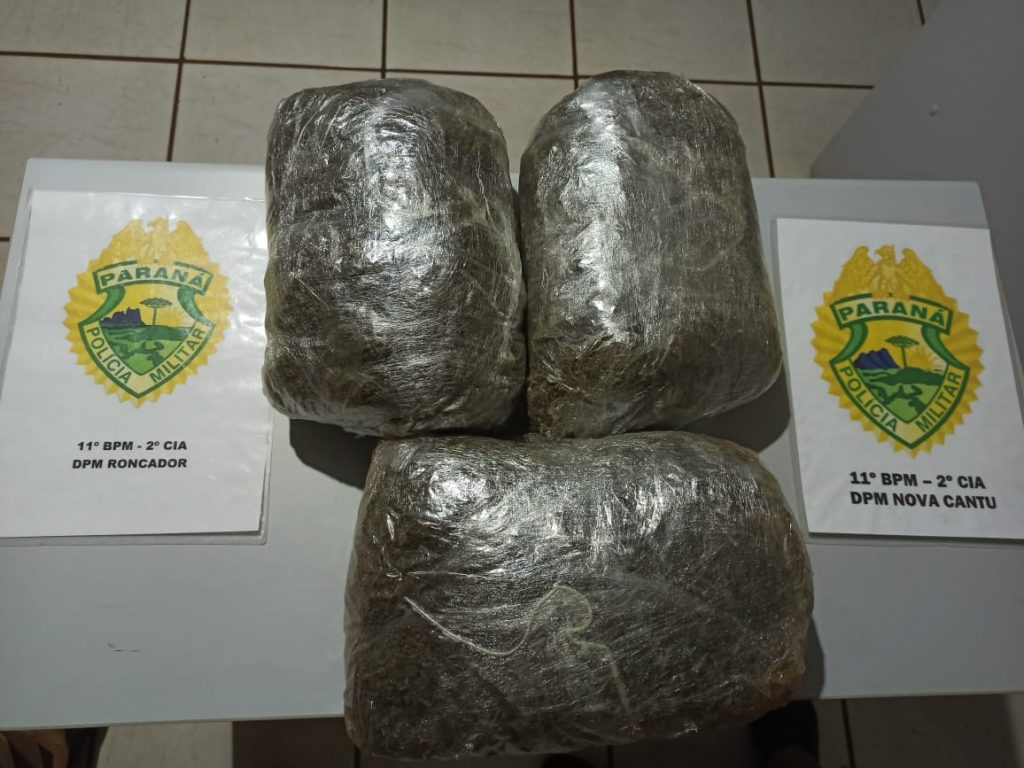 Roncador: PM apreende 3 kg de maconha dispensados de veículo em fuga