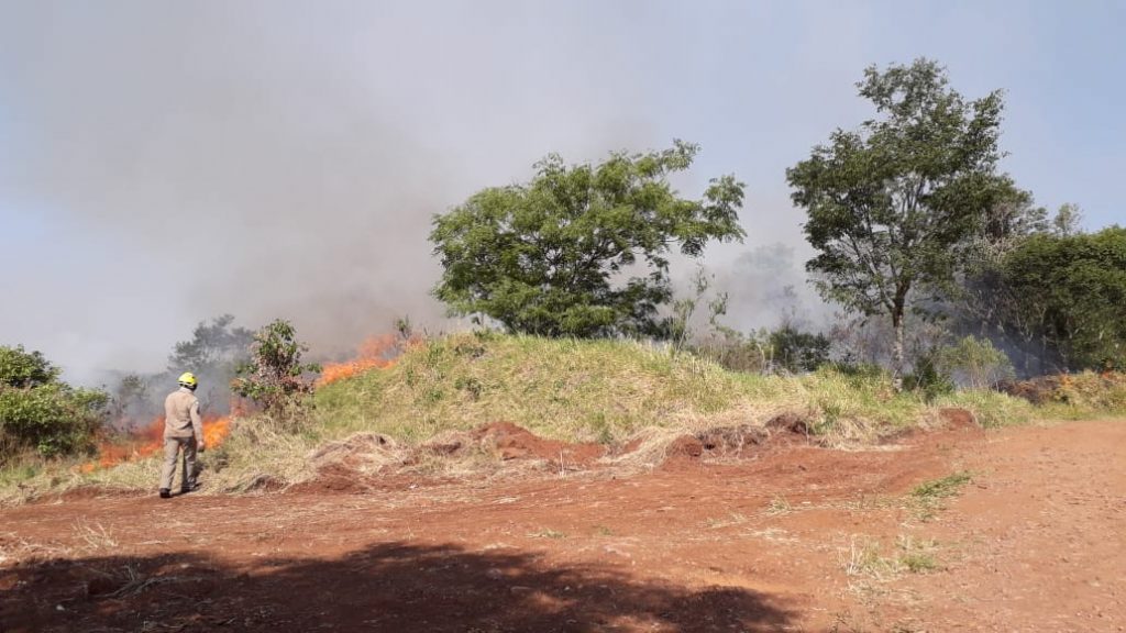 Bombeiros combatem incêndio ambiental em Lindoeste
