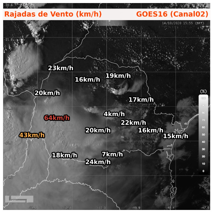 Ventos chegam a 64 km/h em Cascavel; rajadas são as mais fortes do Paraná