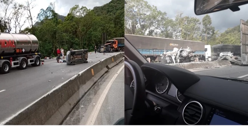 Caminhão desgovernado atinge vários veículos e interdita BR-277