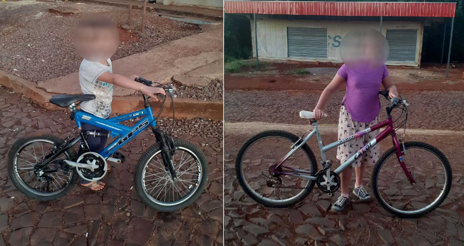 Ao voltar do médico, família percebe que bicicletas de crianças foram furtadas