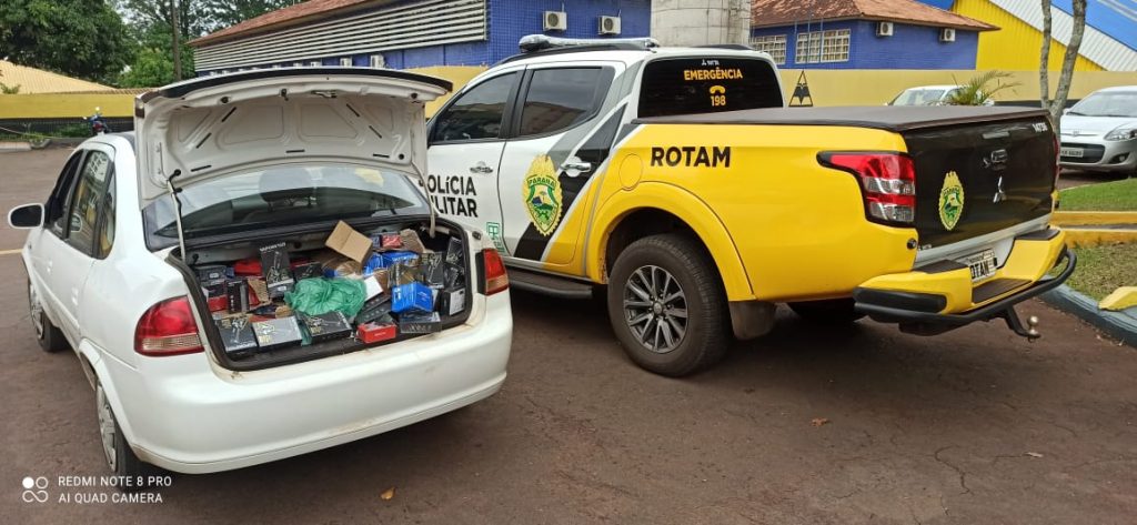 Equipe da Rotam apreende veículo carregado de cigarros eletrônicos, essências e assessórios em Cascavel