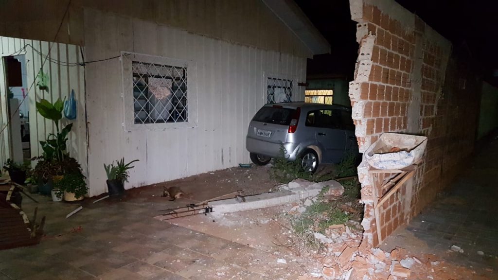 Carro invade pátio de imóvel e mata cadelinha atropelada em acidente no Cascavel Velho