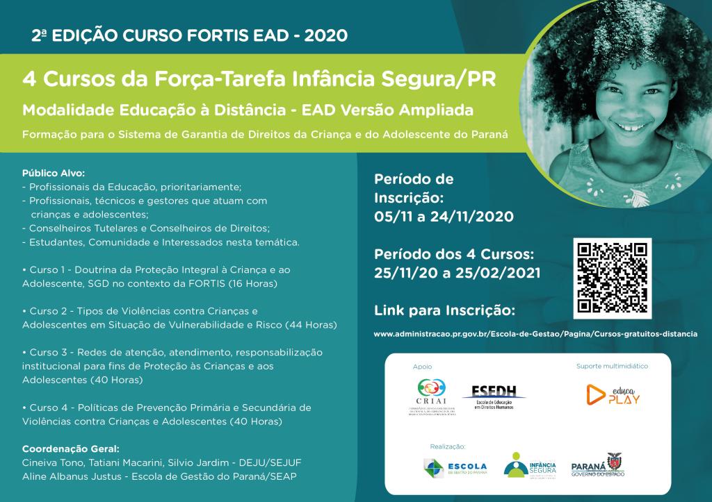 Inscrições para a 2ª edição dos cursos da Força-Tarefa Infância Segura podem ser feitas até o dia 24 de novembro