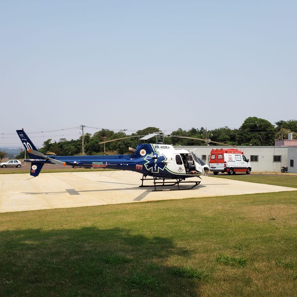 Helicóptero Paraná Urgência faz transporte de paciente com paralisia cerebral de São Pedro do Iguaçu para Toledo