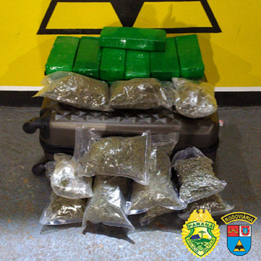 BPRv apreende mais de 15 quilos de maconha ao abordar ônibus que ia para São Paulo