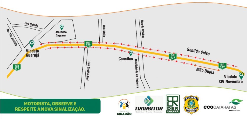 Vias marginais da BR-277 terão alteração de sentido neste sábado (12)
