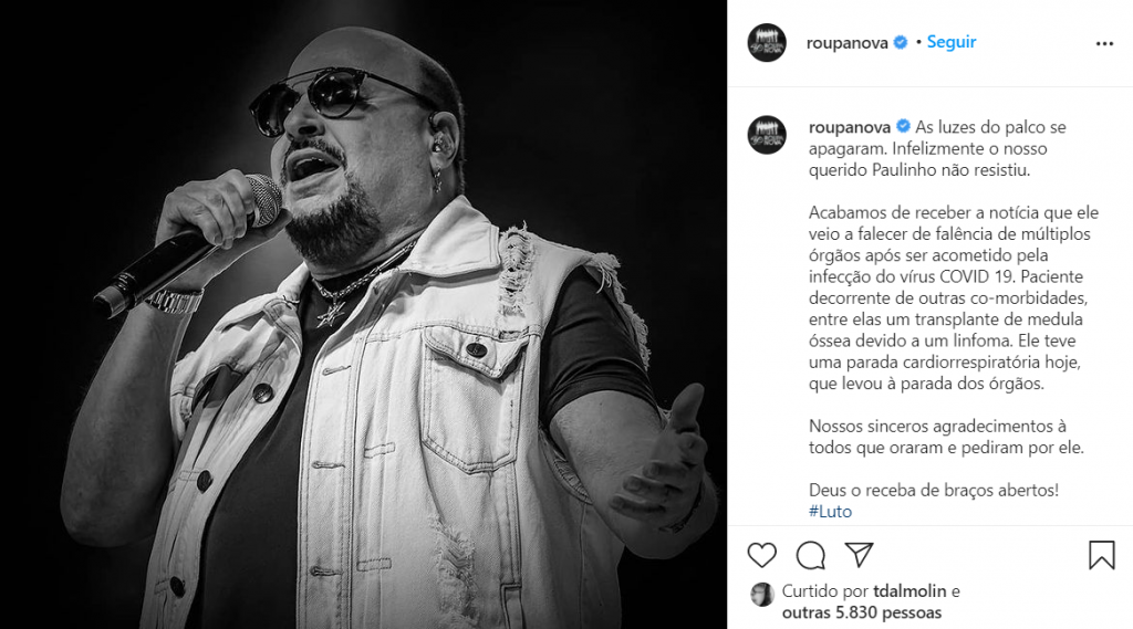 Vocalista do Roupa Nova, Paulinho falece aos 68 anos após contrair Covid-19