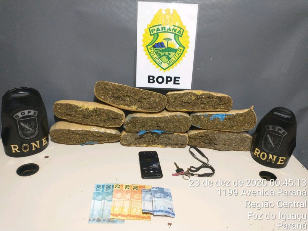 Com oito tabletes de maconha, homem é detido pela PM em Foz do Iguaçu