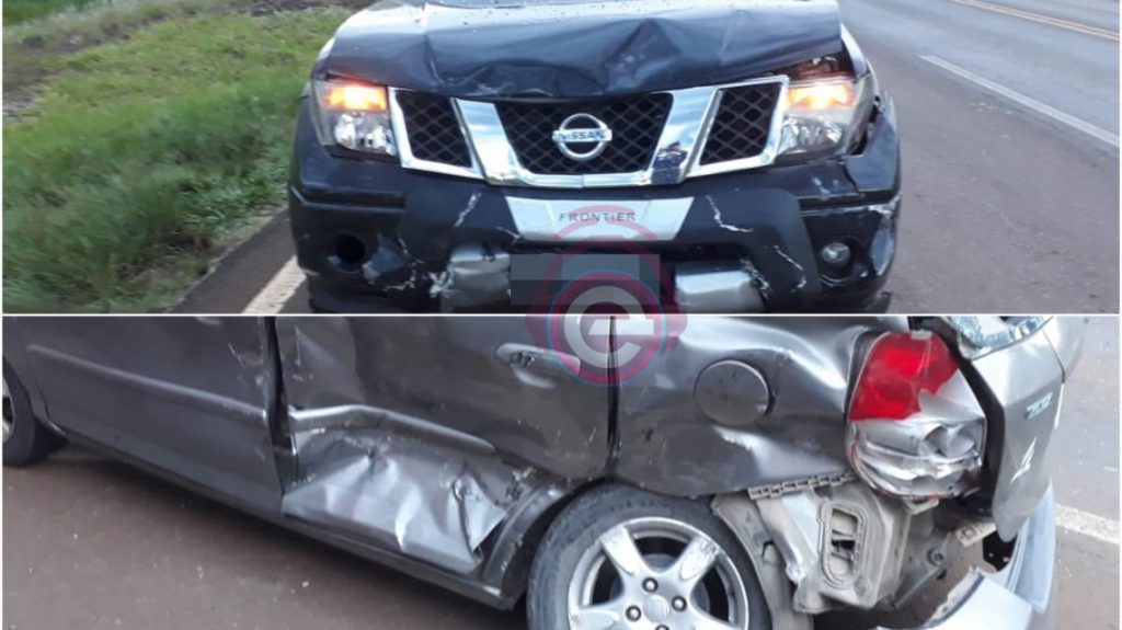 Batida entre carro e camionete na BR-373 em Candói deixa duas pessoas feridas