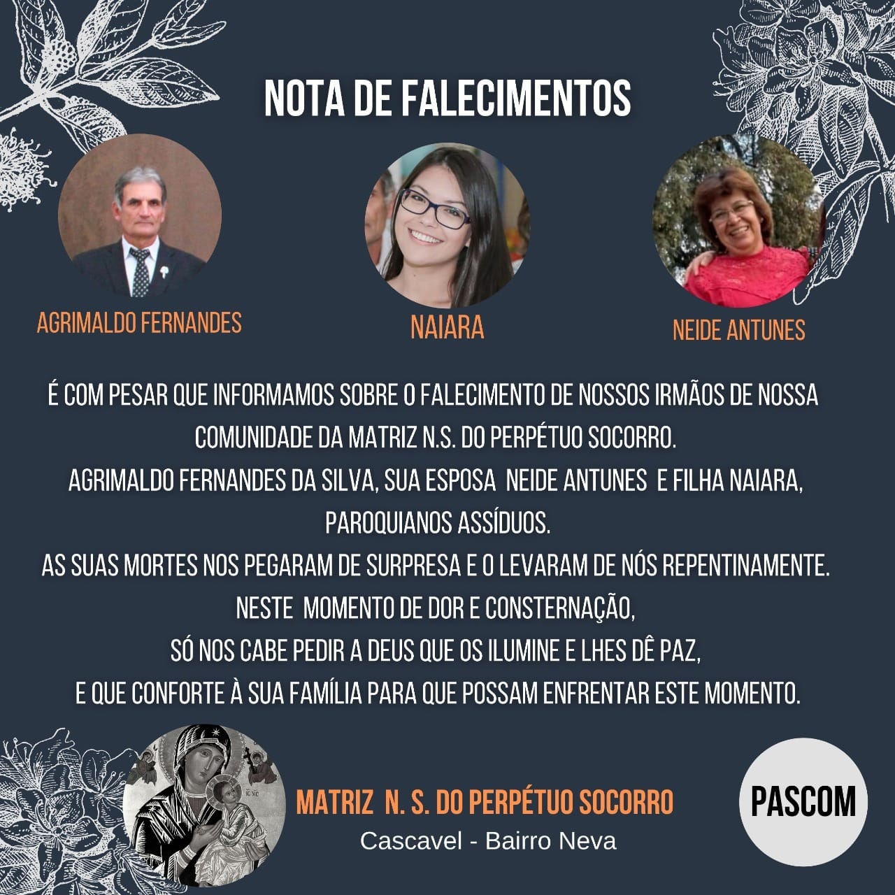 Cascavelenses que morreram em acidente na BR-277 eram paroquianos assíduos; Igreja da Neva emite nota de pesar