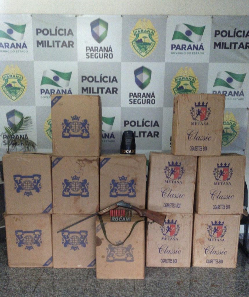 PM apreende cigarros contrabandeados escondidos em galpão na zona rural de Francisco Beltrão