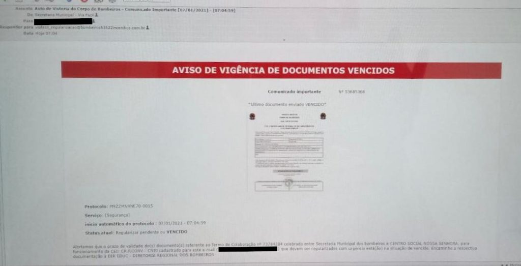 Corpo de Bombeiros alerta sobre e-mails falsos