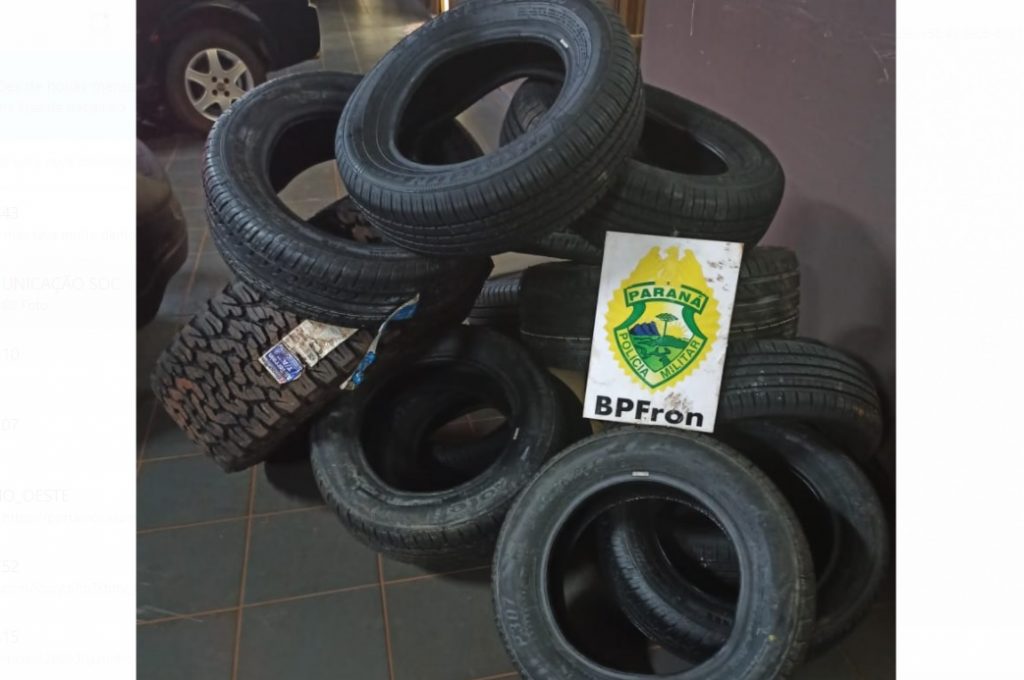 BPFron apreende pneus contrabandeados em Guaíra BPFron apreende pneus contrabandeados em Guaíra