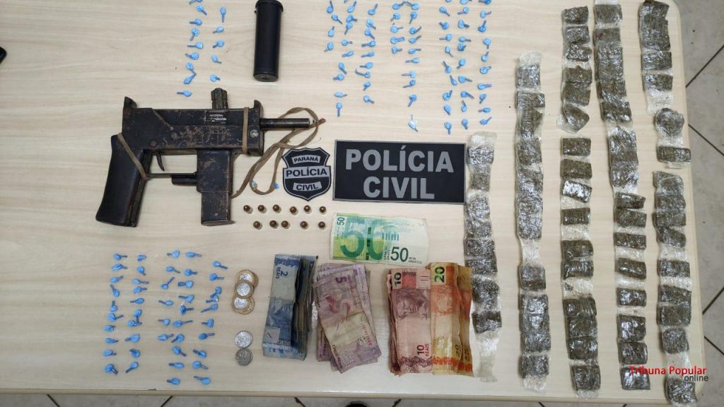 DENARC apreende submetralhadora e drogas na ‘Invasão do Bubas’, em Foz do Iguaçu