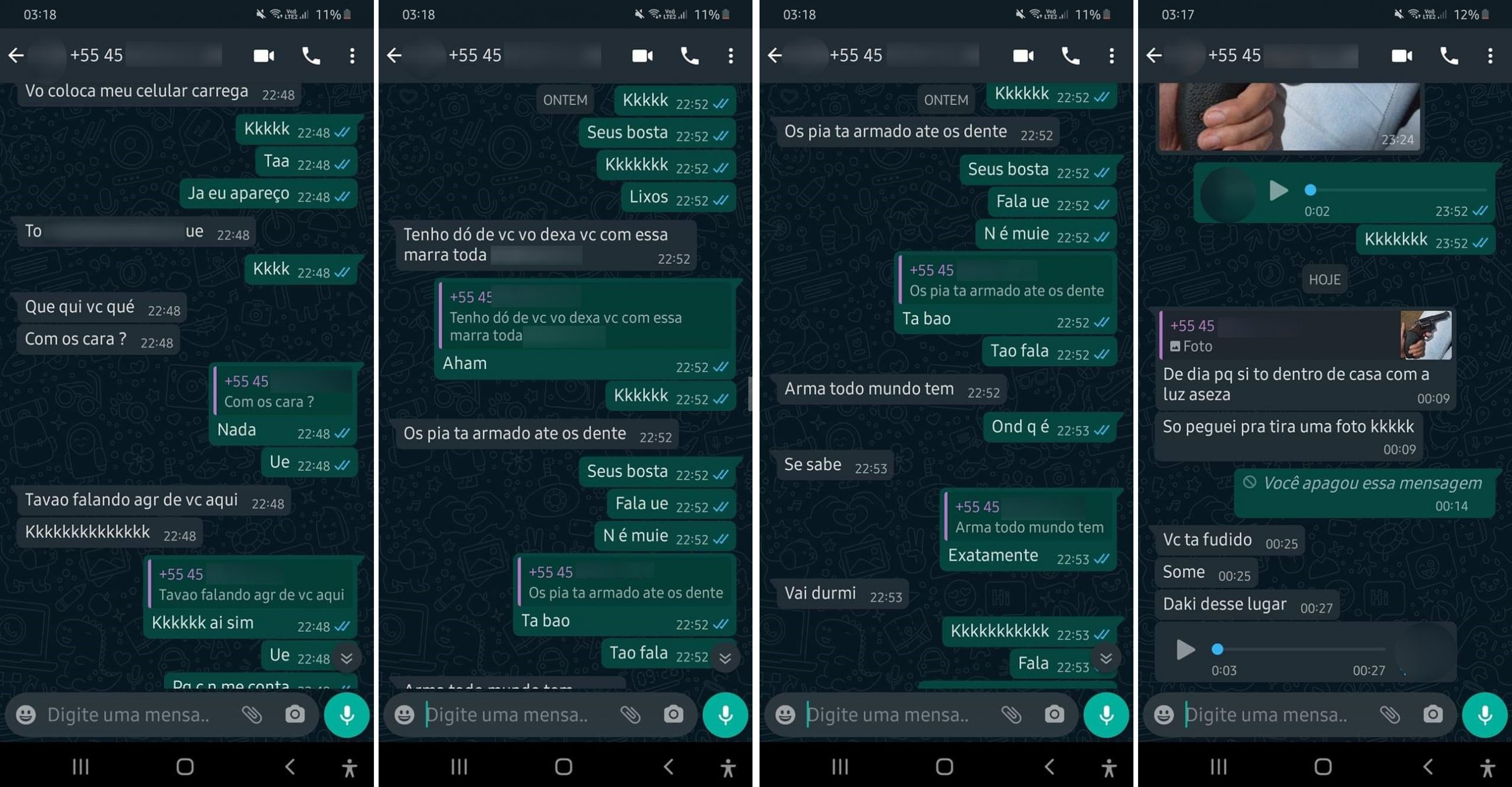 Imagem referente a Prints mostram suposta conversa entre suspeito de duplo homicídio e ex-companheira minutos antes do crime