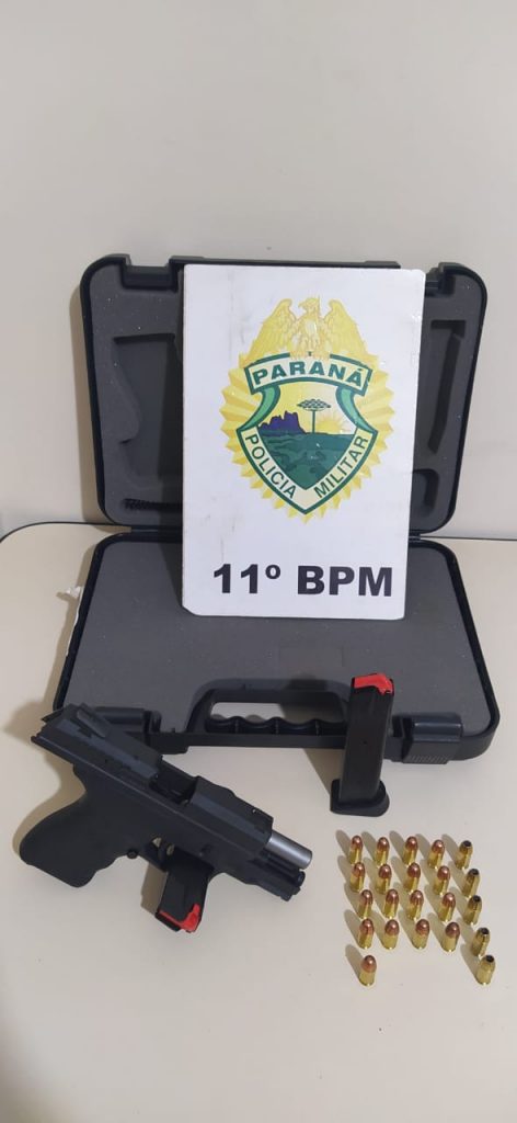 Homem é detido após efetuar disparo com pistola em Campo Mourão; tiro teria ocorrido durante discussão com vizinho