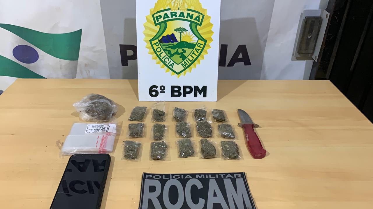 Rocam detém jovem e apreende porções de maconha no Bairro Brasília Imagem referente a Rocam detém jovem e apreende porções de maconha no Bairro Brasília