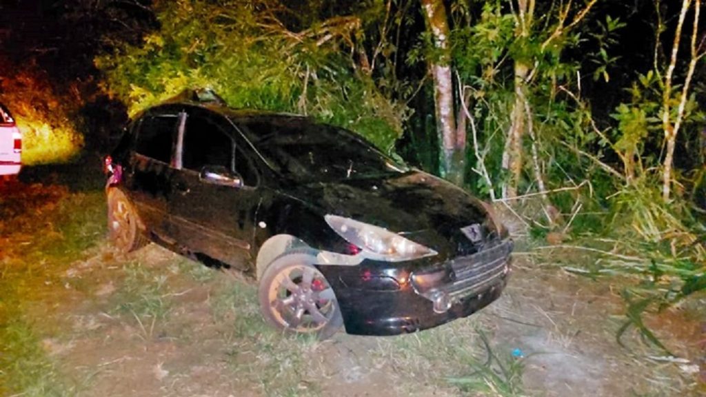 Carro sai da pista e bate em árvore na PR-884, em Renascença
