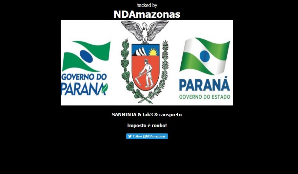 Site do Governo do Paraná é hackeado na noite desta sexta-feira (16)