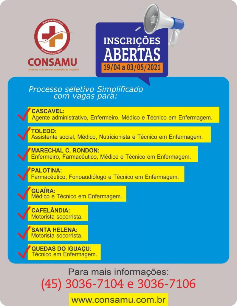 Encerram hoje (03) as inscrições para o PSS do Consamu