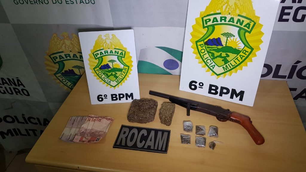 Rocam detém jovem e realiza apreensões de drogas e espingarda no Bairro Presidente
