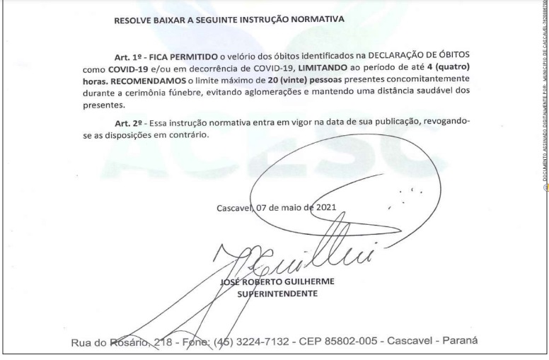 Acesc autoriza realização de velórios de pessoas que faleceram de Covid-19 com período de até quatro horas Imagem referente a Acesc autoriza realização de velórios de pessoas que faleceram de Covid-19 com período de até quatro horas